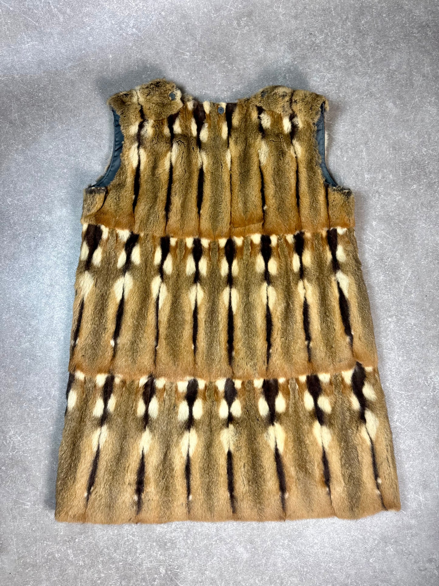 Vintage Hamster Pelzweste Echtpelz Lang Damen Braun Beige Pelz Weste 99 cm