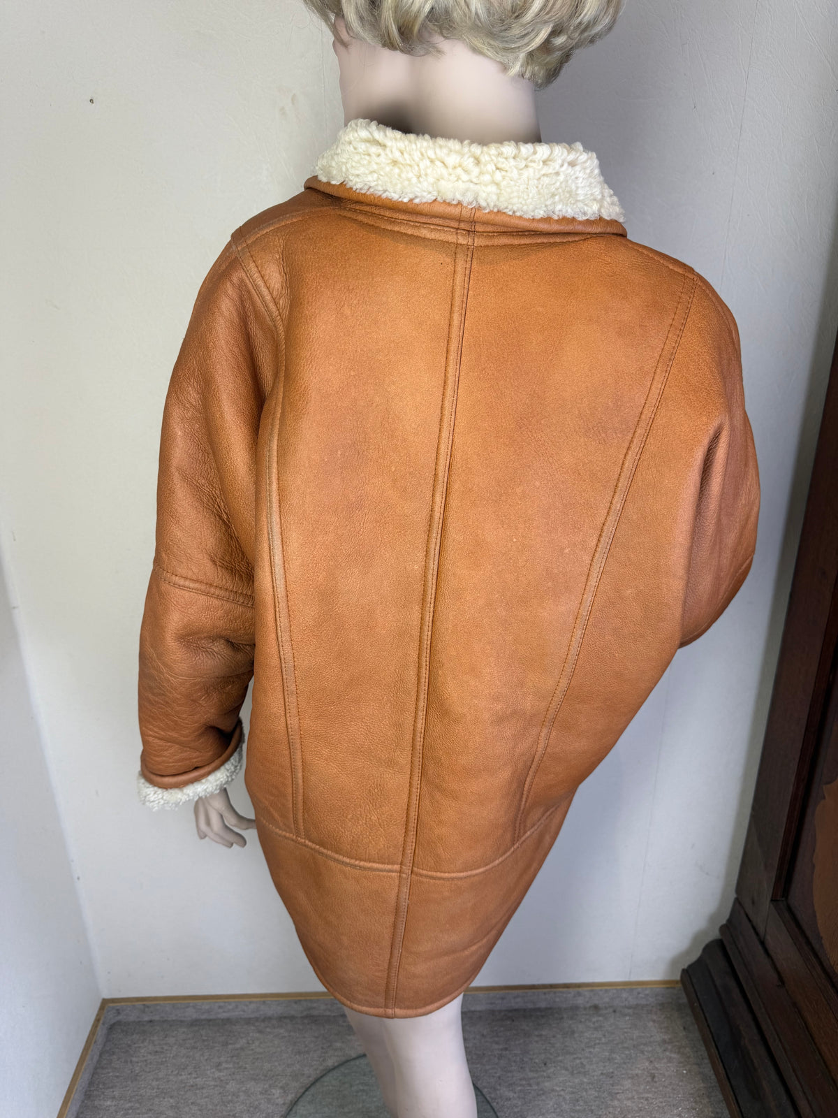 Vintage Lammfellmantel Braun – Echtleder Shearling Oversize Mantel