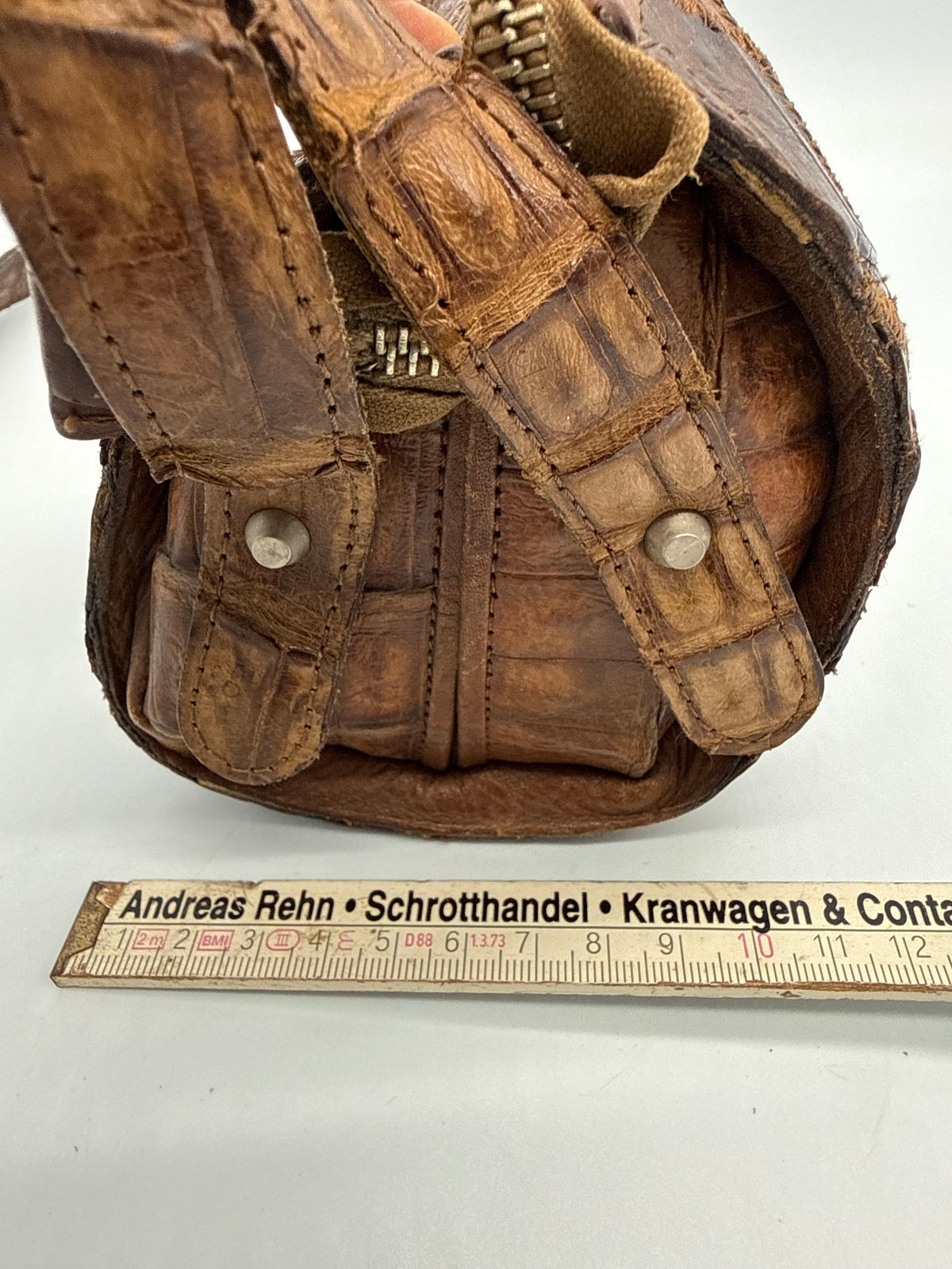 Vintage Reptilleder Patchwork Schultertasche Braun – Handtasche Exotic Leather