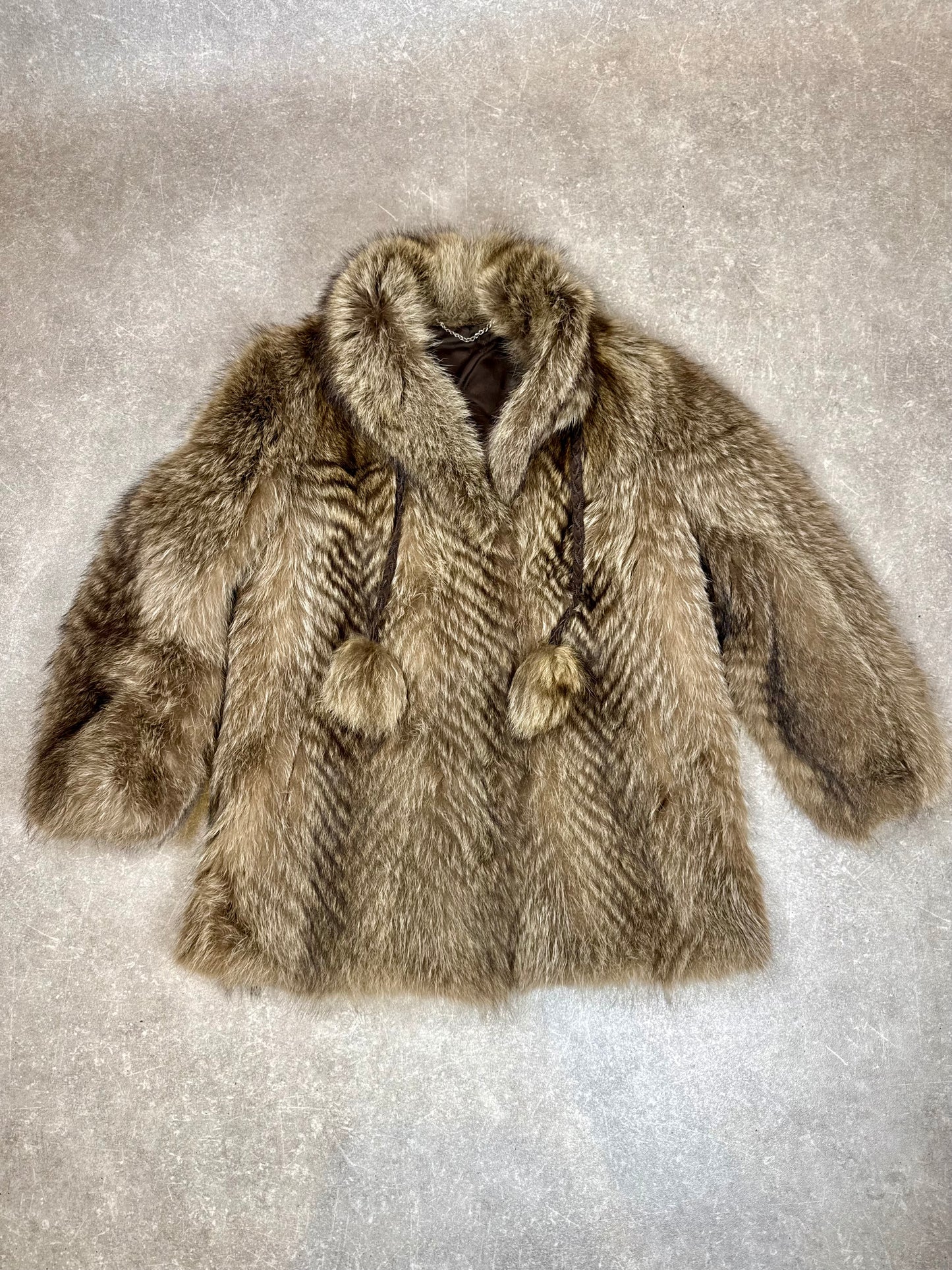Edle Waschbär Pelzjacke Damen Gr. M 38/40 Braun Vintage Echtpelz Mantel