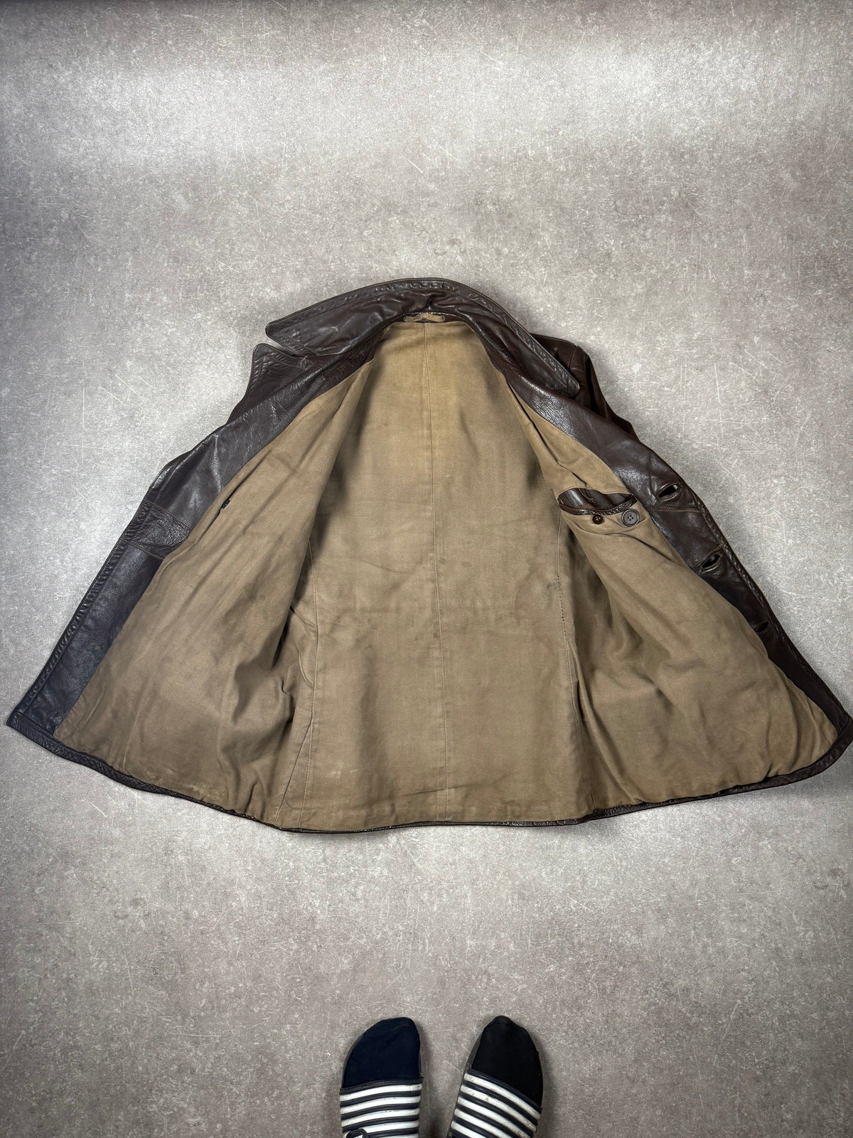 Original NSKK Lederjacke 1930er 40er Motorrad Fahrermantel Braun nummeriert
