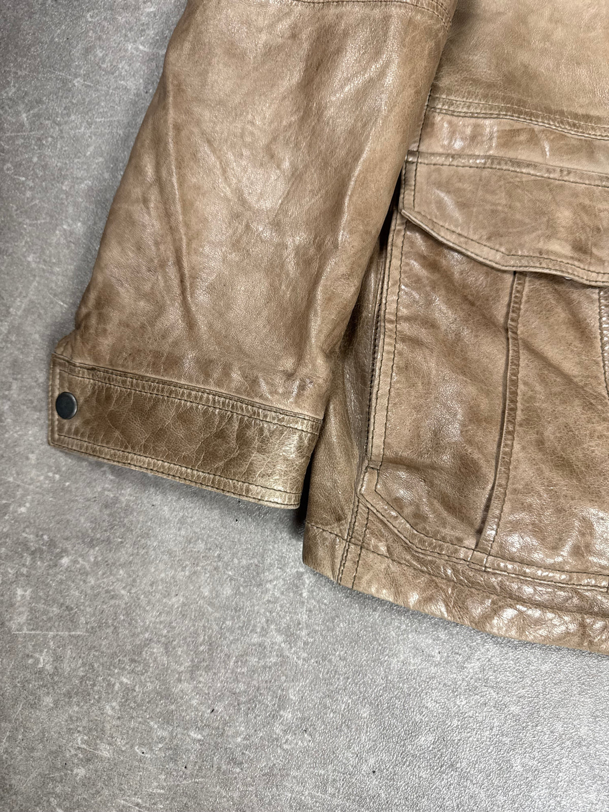 LLOYD Lederjacke Herren Braun Gr. 50 Vintage Field Jacket Echtleder Übergangsjacke