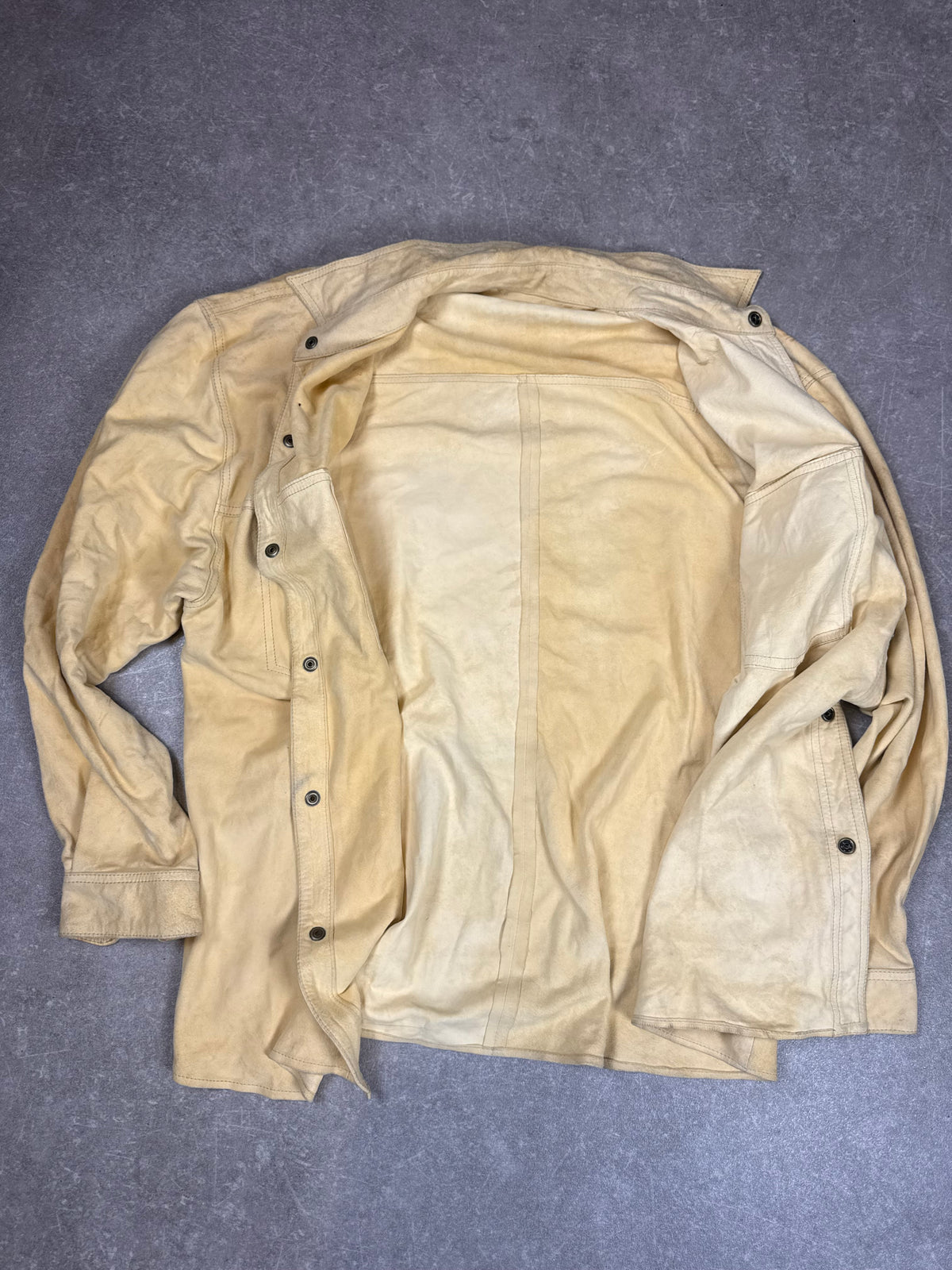 Vintage Wildleder Lederhemd Herren Beige Western Workwear Lederjacke XL