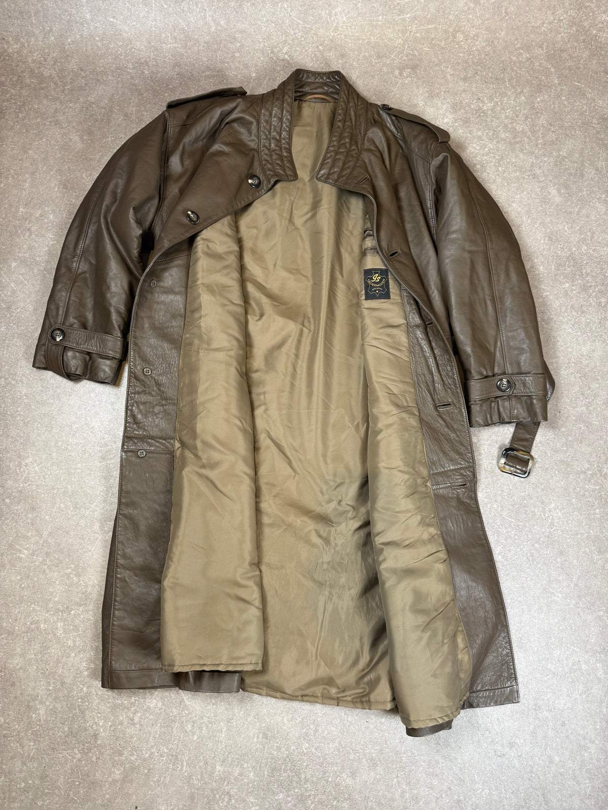 Vintage Herren Ledermantel Braun – GS Herrenmoden Echtleder 70er 80er