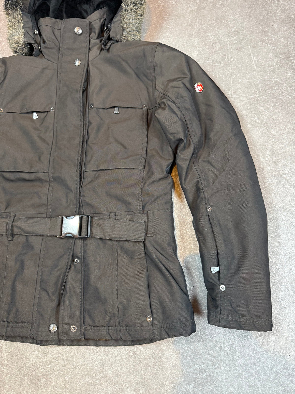 Wellensteyn Argentine Damen Winterjacke Parka XS Grau mit Kapuze & Gürtel