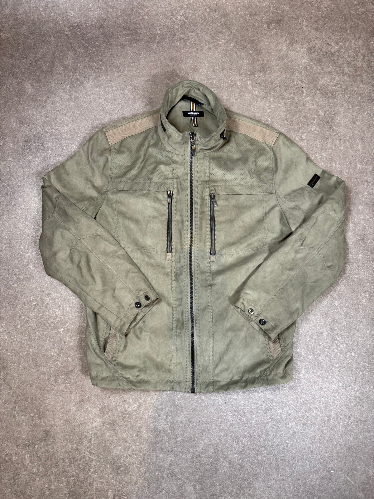 Walbusch Ultraskin Herrenjacke Salbeigrün – Veloursoptik Freizeitjacke