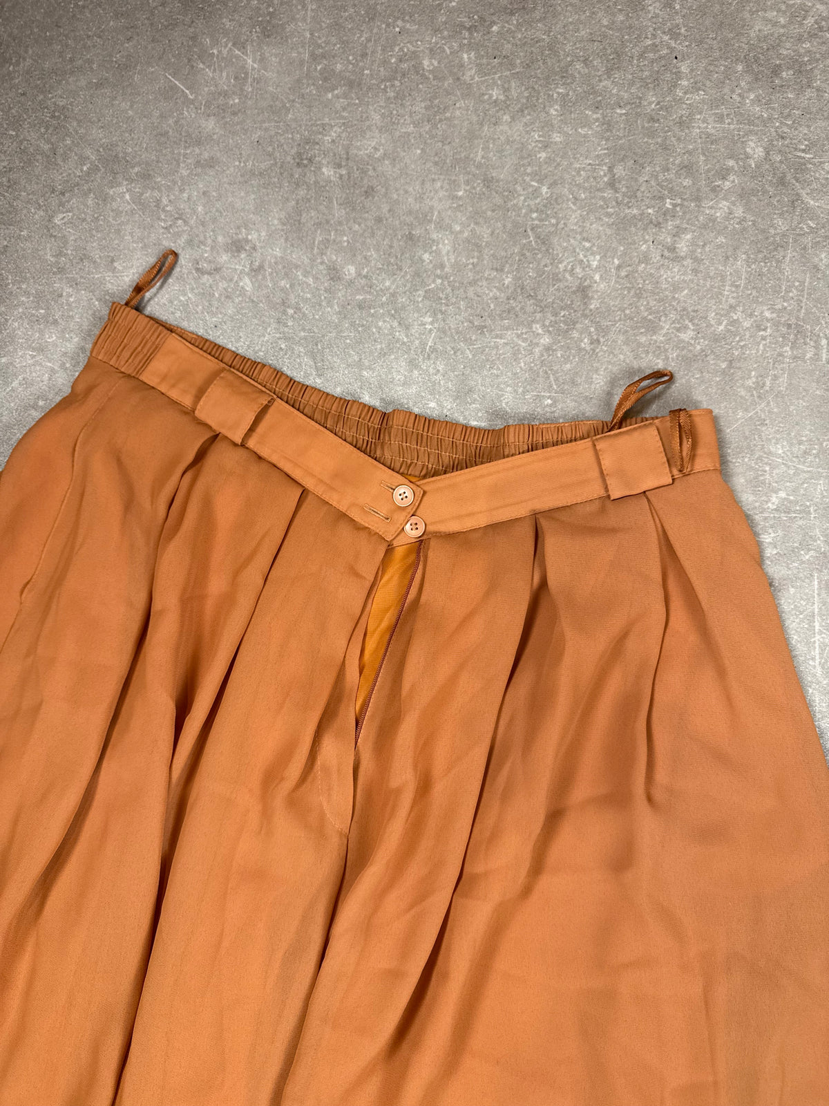 Vintage HIRSCH Culotte Hosenrock Gr. 46 Cognac Braun High Waist