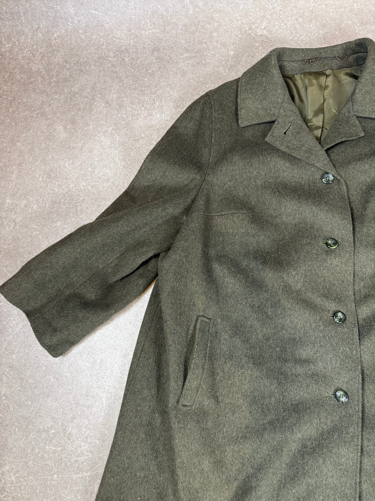 Vintage Damen Lodenmantel Wollmantel Grün – 63% Wolle Oversize Mantel Lang
