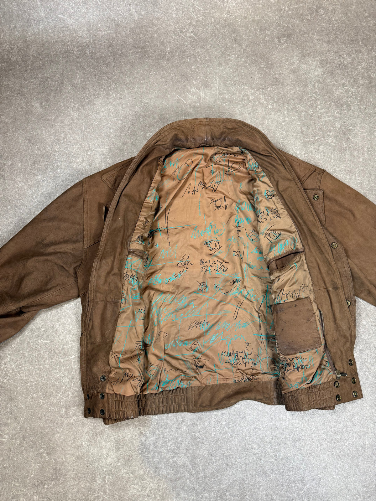 Vintage Lederjacke Herren Gr. 54 Braun – 80er Jahre Bomberjacke