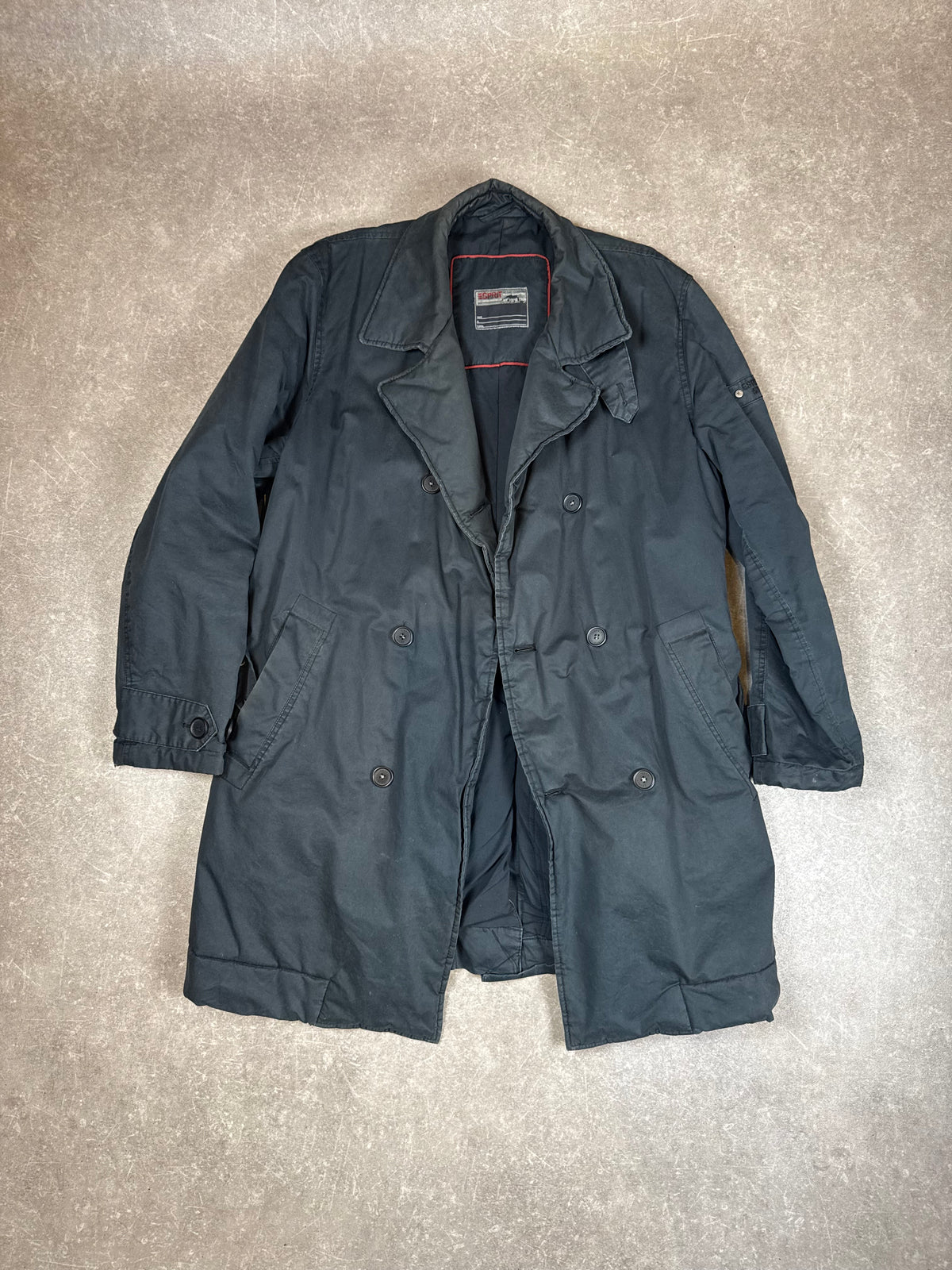Esprit Active Terrain Herren Trenchcoat Schwarz Doppelreiher Vintage Military Mantel