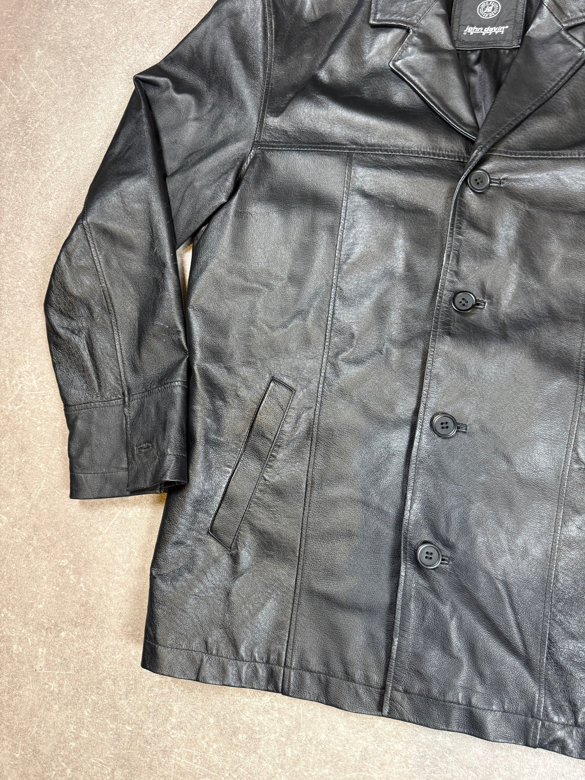 John Devin Vintage Herren Lederjacke Schwarz Gr. 48 Lederblazer