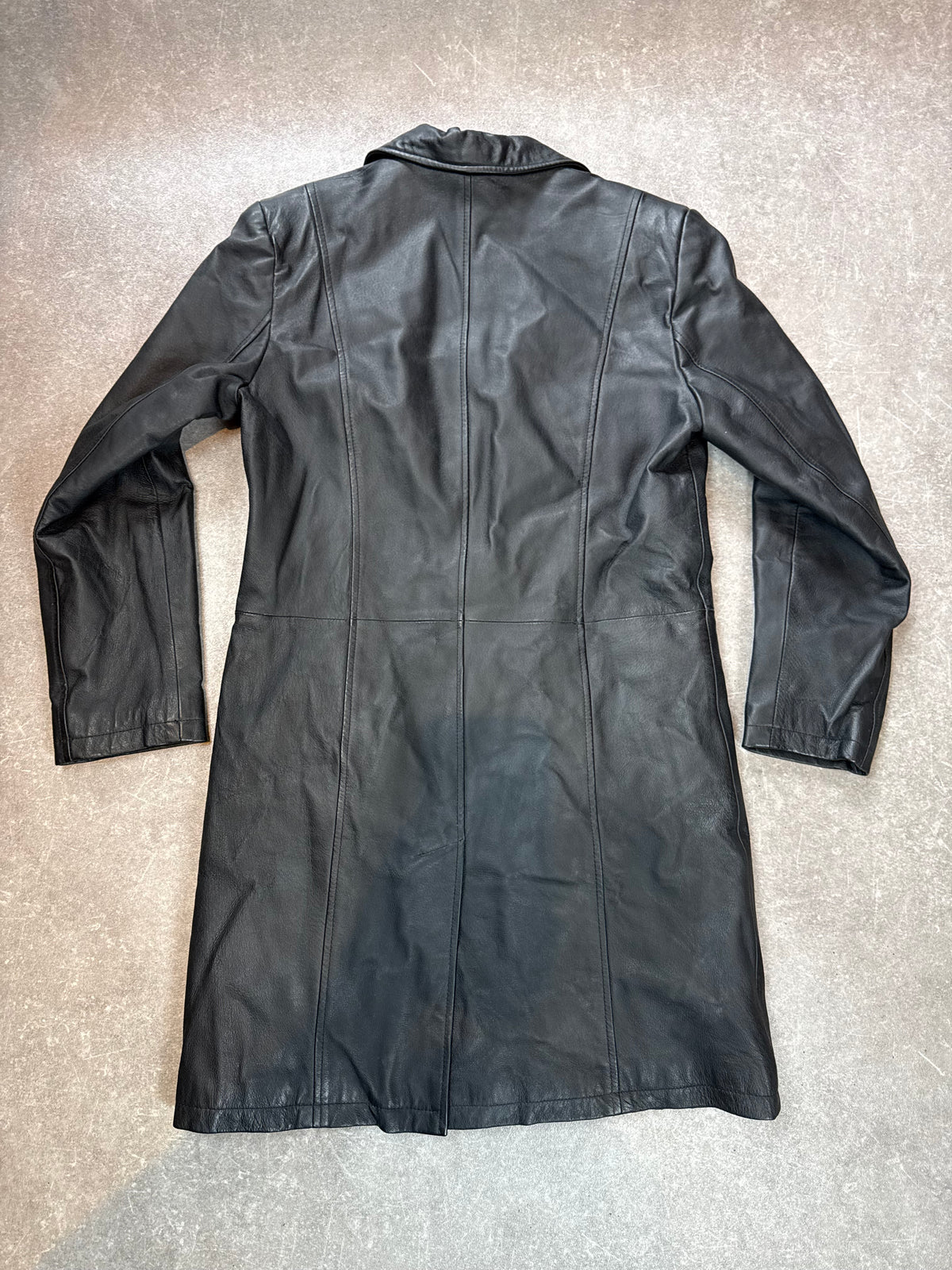 Damen Lederblazer Echtleder Schwarz Mantel Jacke Vintage 90er Gr 40 42
