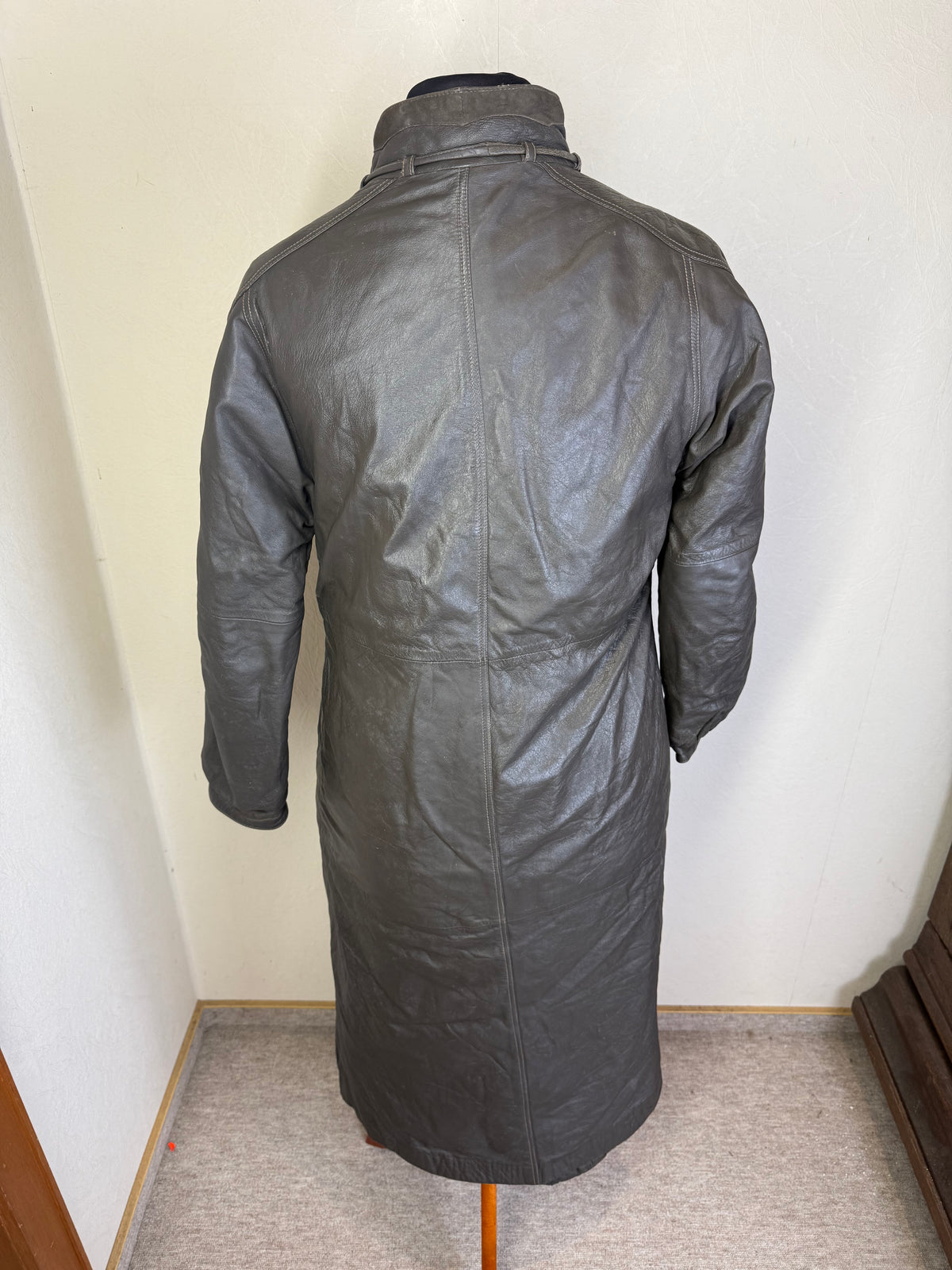 Vintage Ledermantel Gr. 36 Grau Braun Echtleder 80er