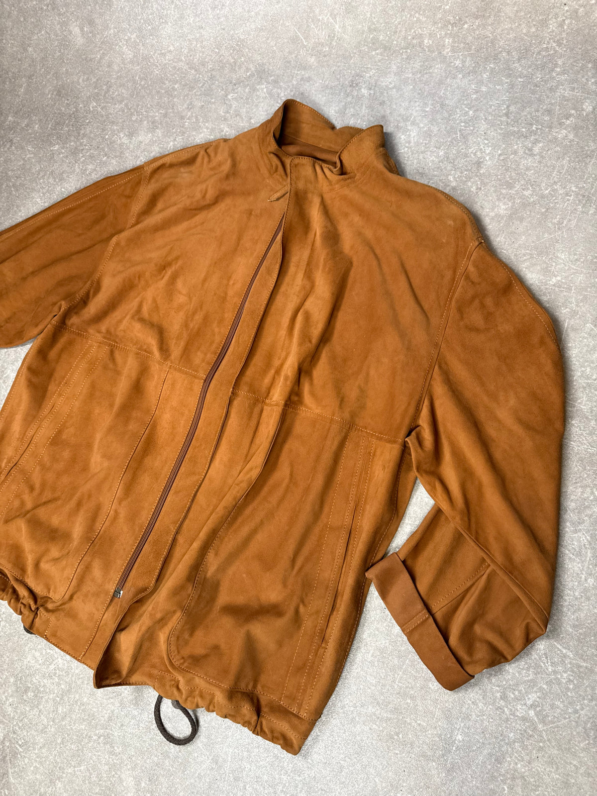 Munper Lederjacke Veloursleder Braun Cognac Vintage Oversize Gr. 50