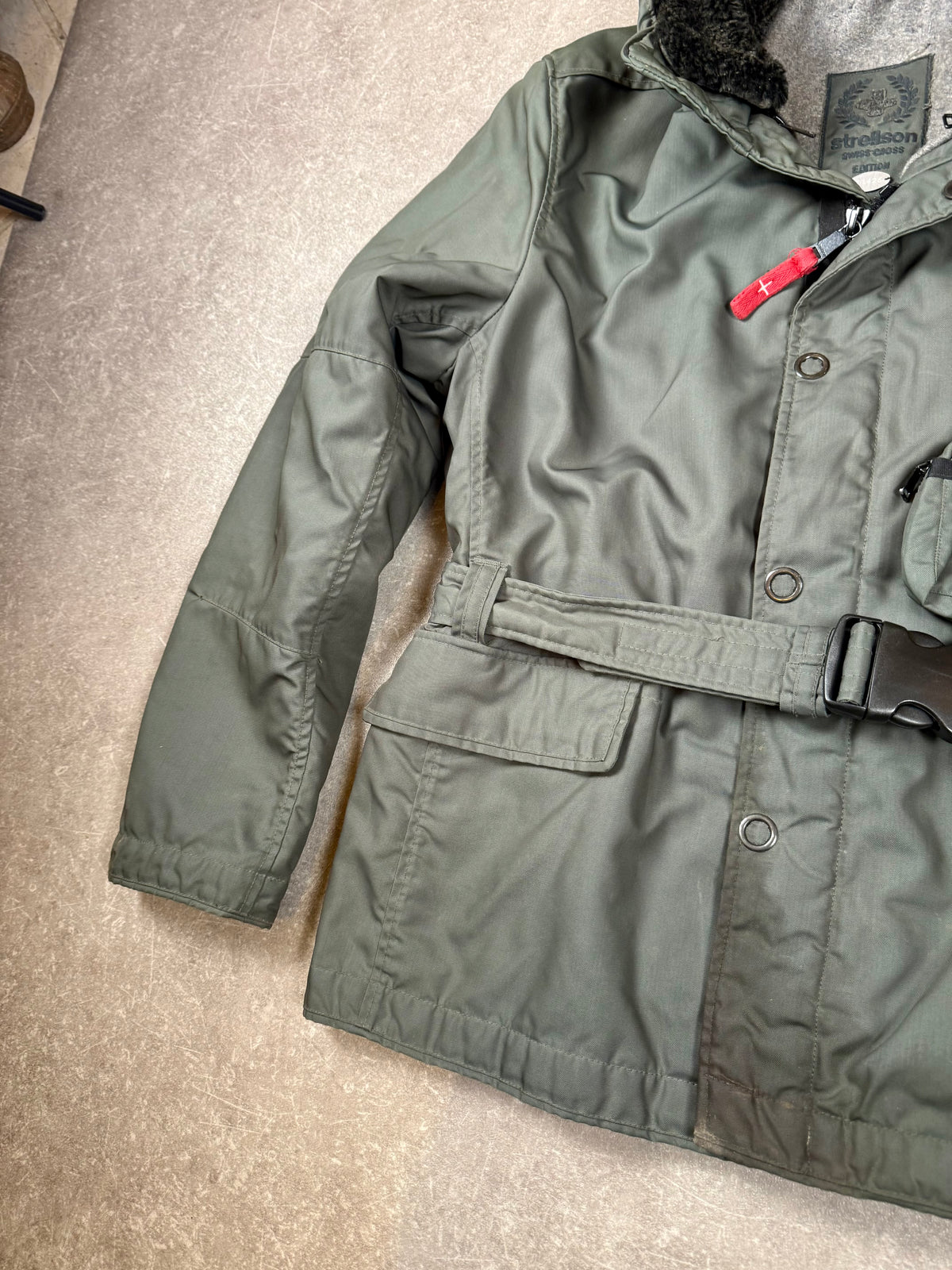 Vintage Strellson Swiss Cross Parka Herren Oliv Military Field Jacket