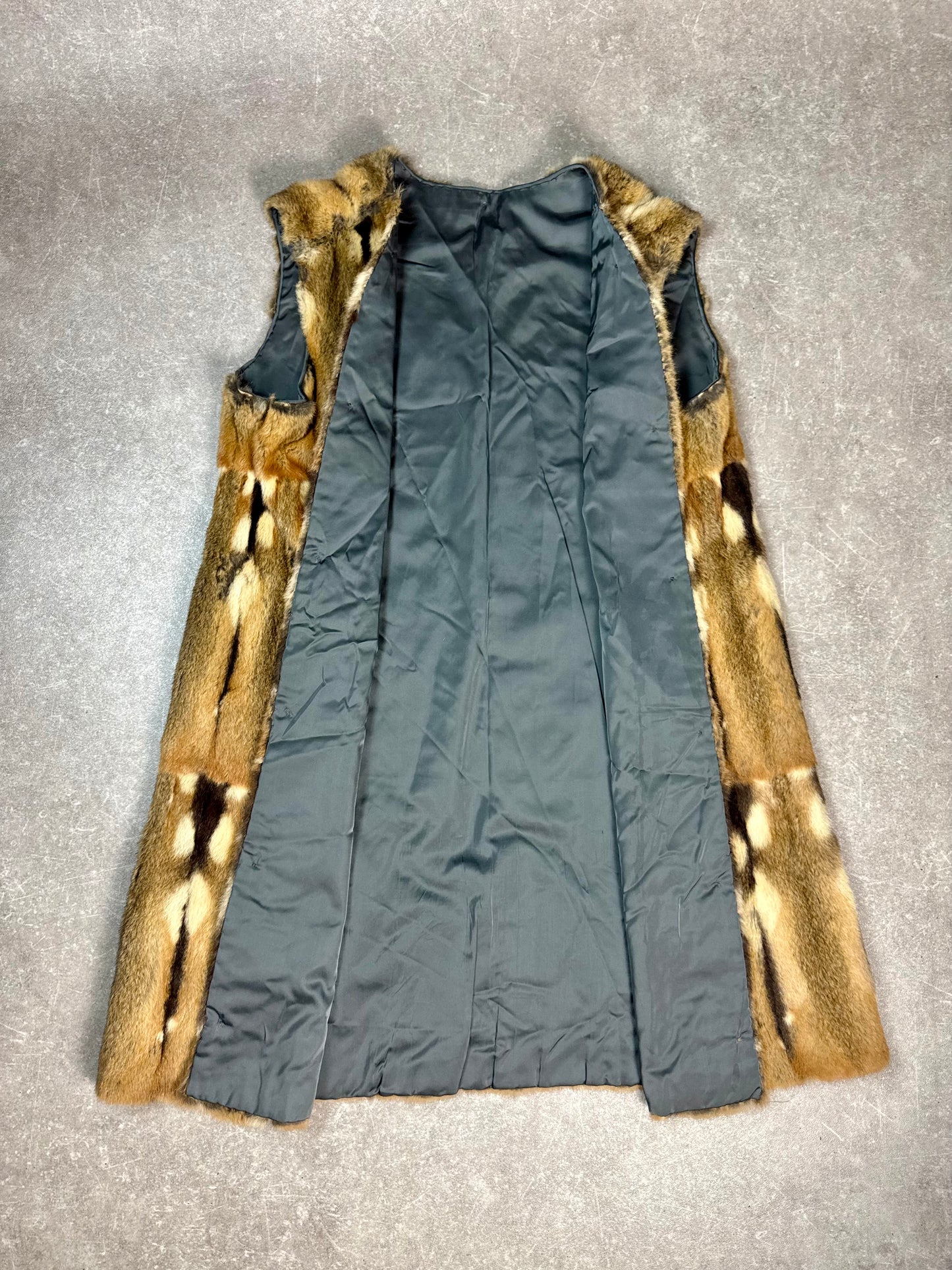 Vintage Hamster Pelzweste Echtpelz Lang Damen Braun Beige Pelz Weste 99 cm