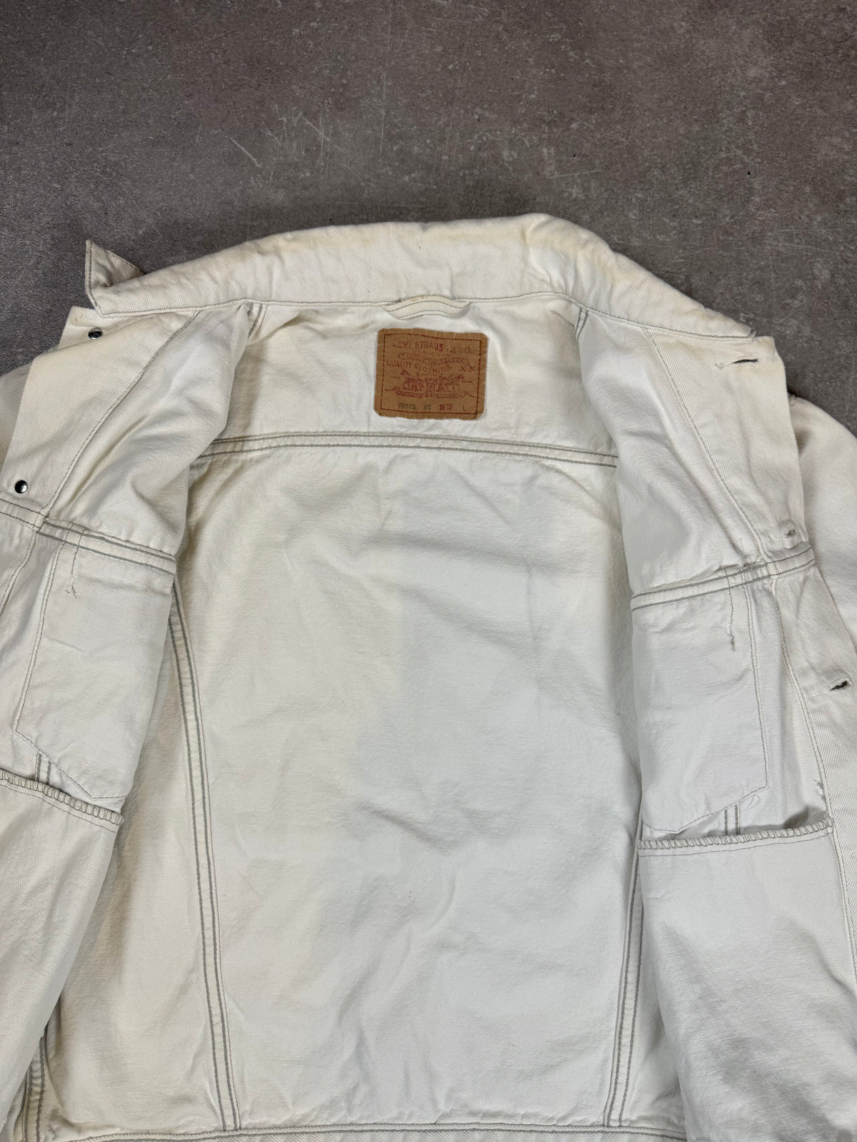 Levi’s Vintage Trucker Jeansjacke Creme Weiß Denim Herren
