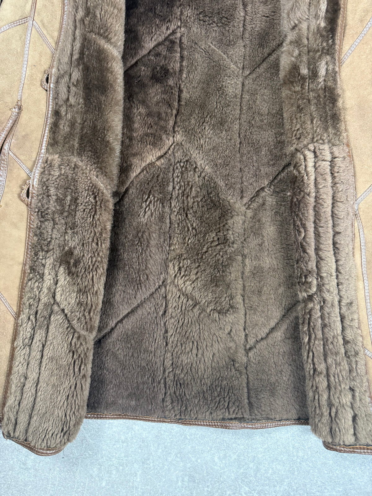 Vintage Damen Lammfellmantel Braun Echtleder Shearling Ledermantel