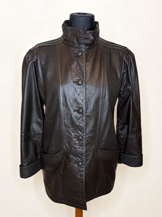 Vintage Lederjacke Damen Braun Echtleder 80er 90er Übergangsjacke Gr. 38