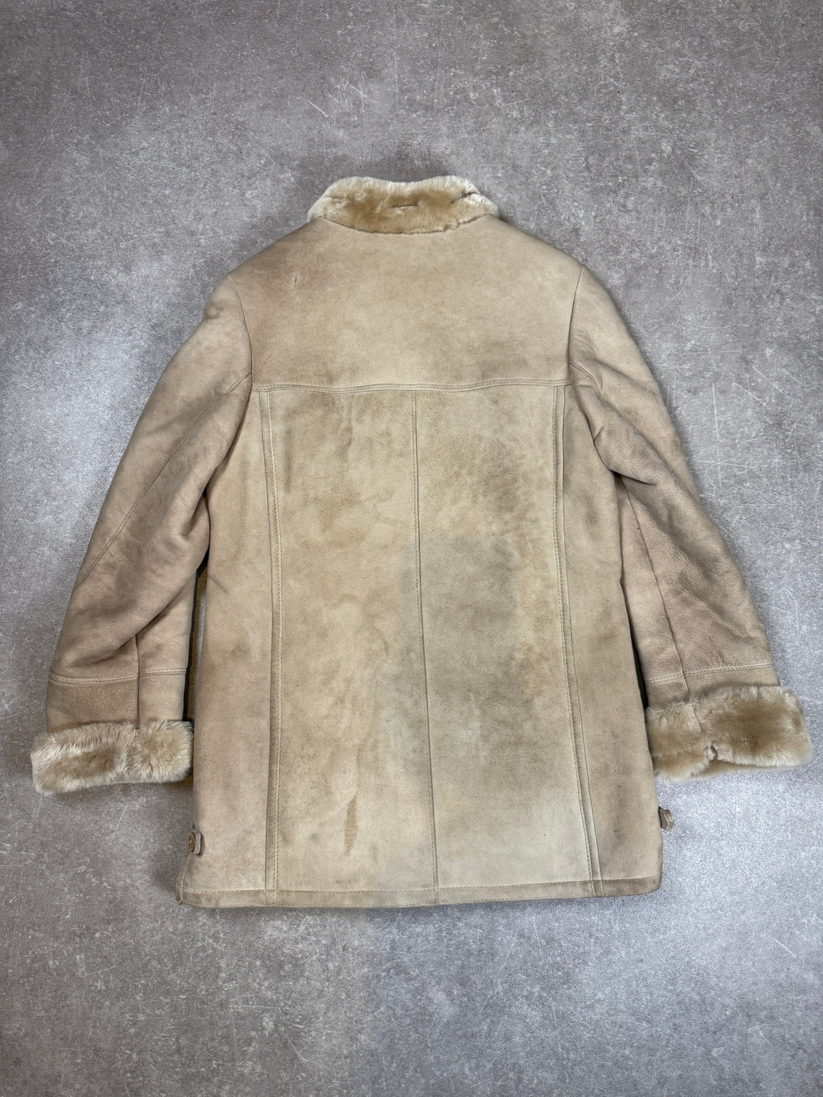 Vintage Damen Lammfelljacke Beige – Echtes Leder Shearling Mantel