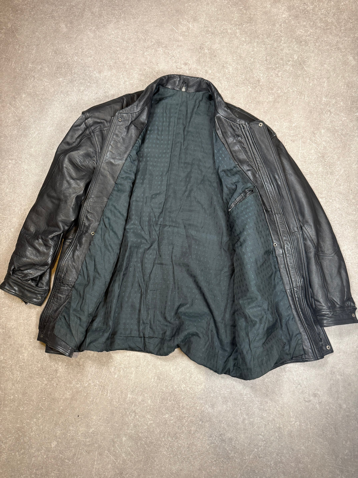 Vintage Herren Lederjacke Schwarz – Echtleder Utility Field Jacket 80er/90er