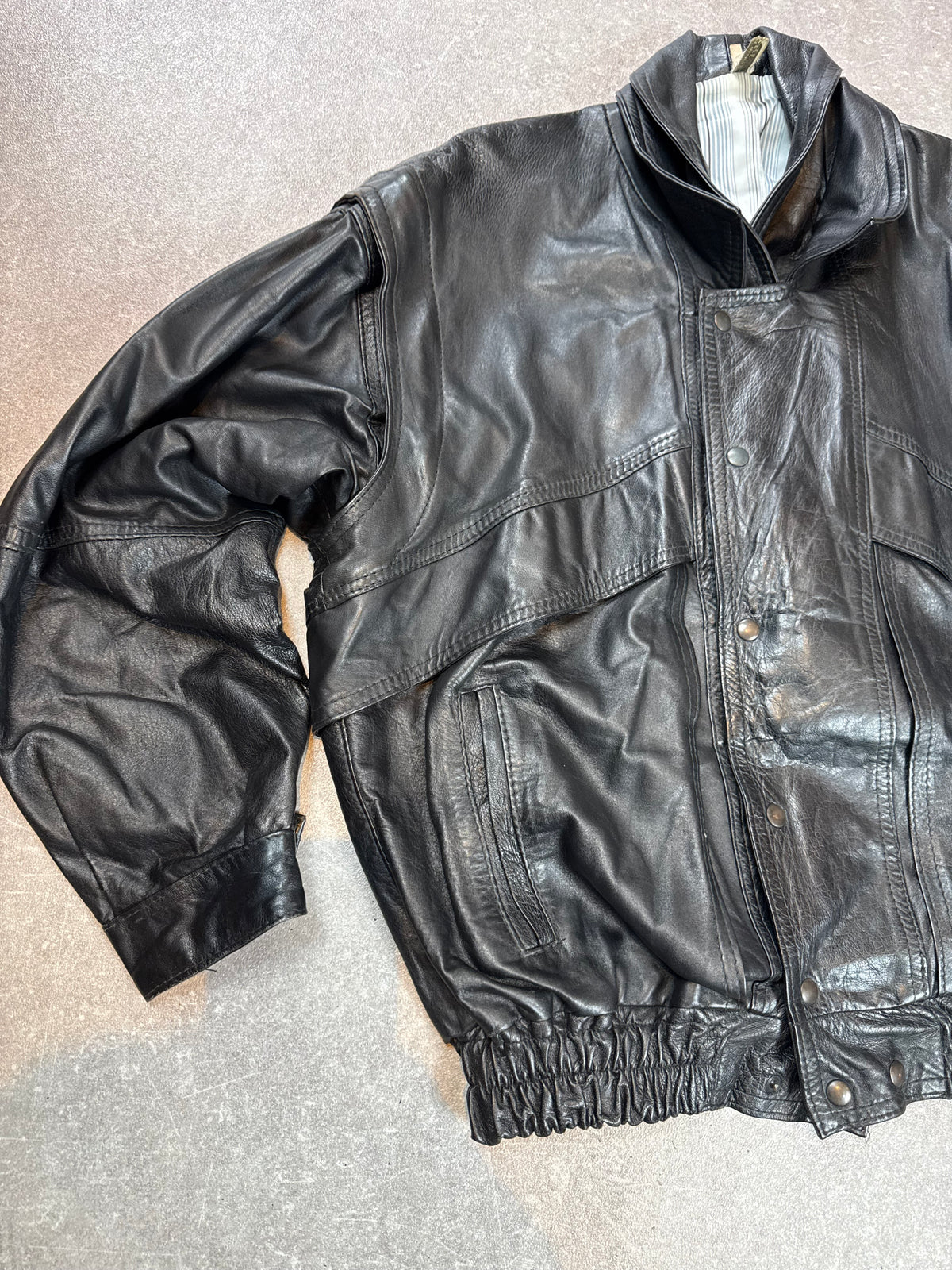 Vintage Vera Lederjacke Schwarz Echtleder 2in1 mit herausnehmbarer Weste Oversize 80er 90er