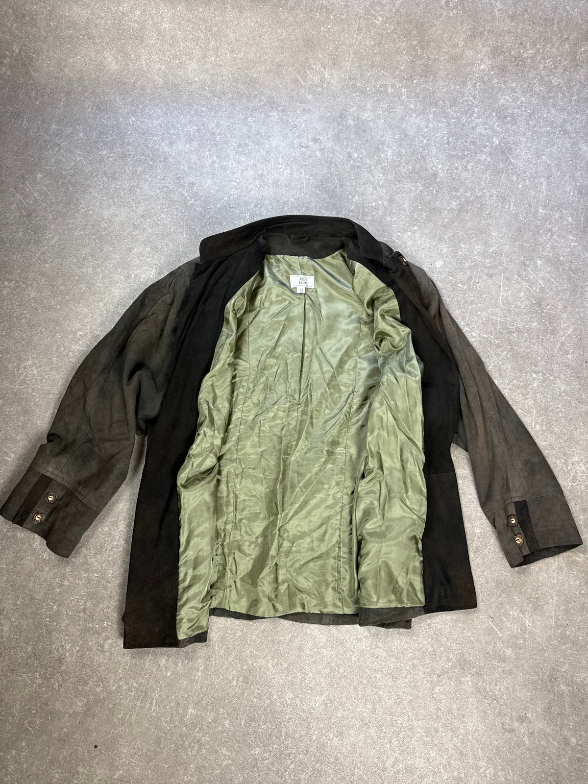 Alba Moda Trachten Lederjacke Gr. 40 Dunkelgrün Wildleder Stickerei Vintage