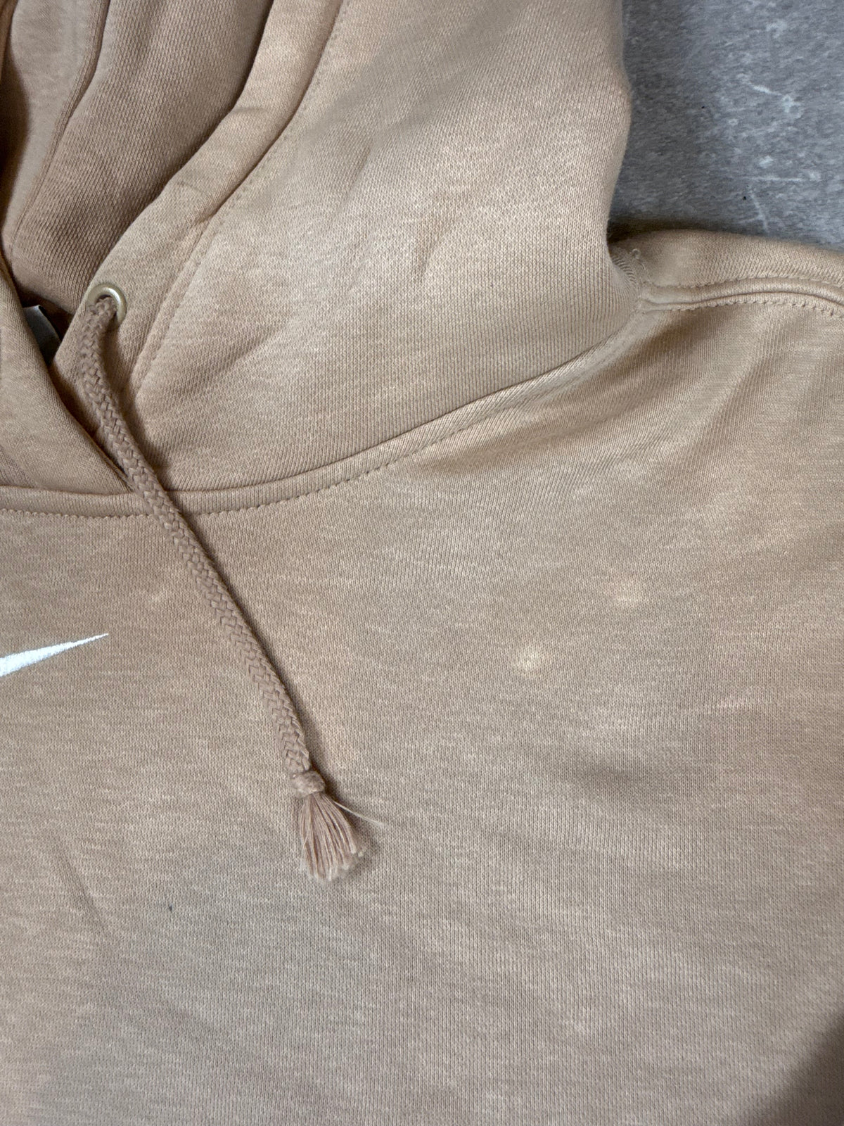 Nike Vintage Hoodie Beige Swoosh Logo Oversize Sweatshirt