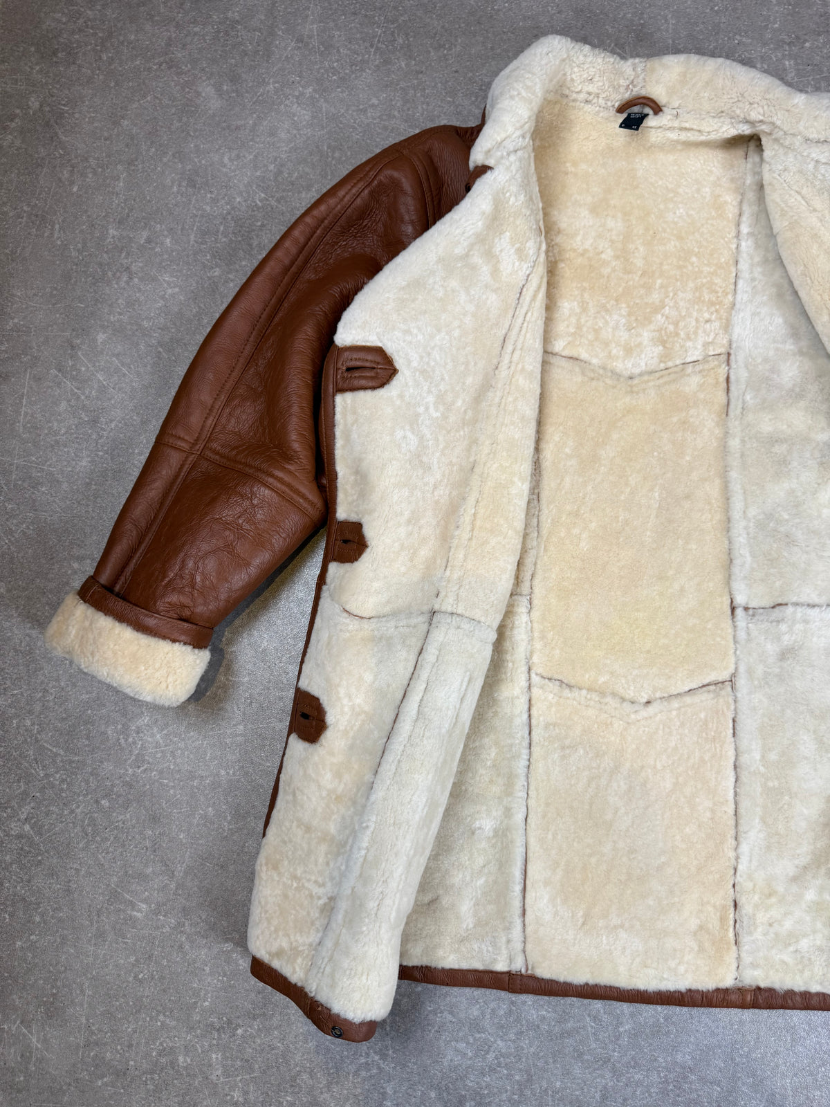 Vintage Lammfellmantel  Gr. 42 – Echtleder Braun Shearling Wintermantel