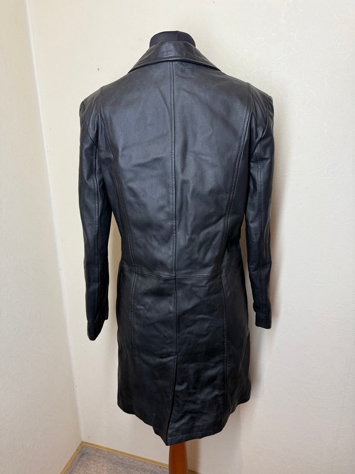 Damen Lederblazer Echtleder Schwarz Mantel Jacke Vintage 90er Gr 40 42