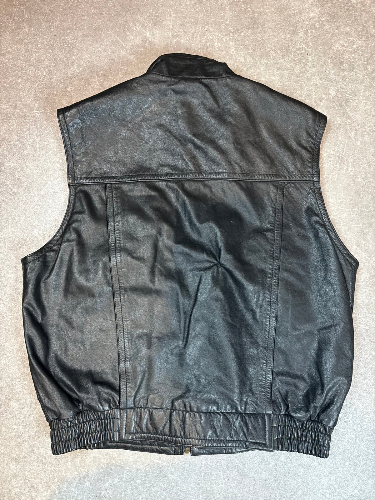TRAPPER Vintage Herren Lederweste Schwarz Echtleder Gr. 52 Utility Biker