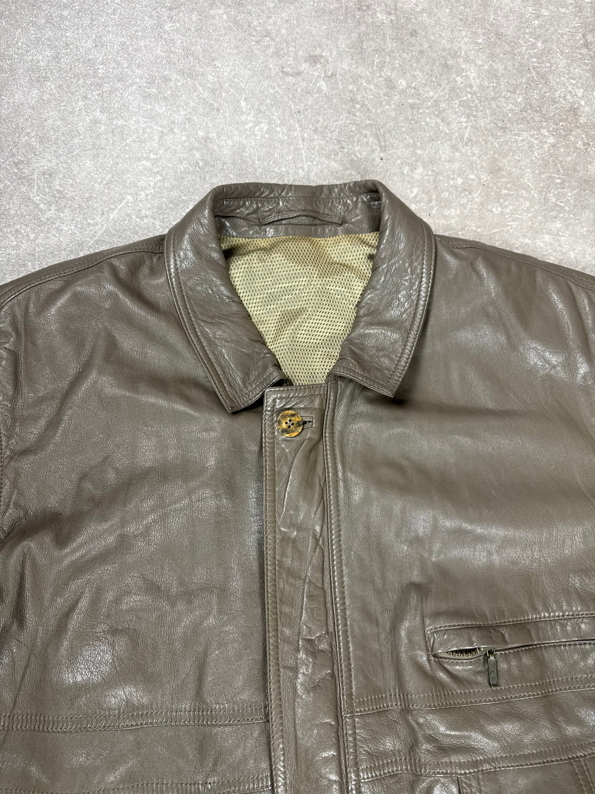 Vintage Lederjacke Herren Grau XL Echtleder Blouson Oversize 90s