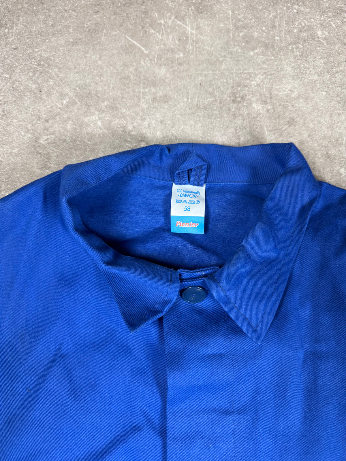 Vintage Pionier Arbeitsjacke Gr. 58 Blau 100% Baumwolle Workwear Chore Jacket