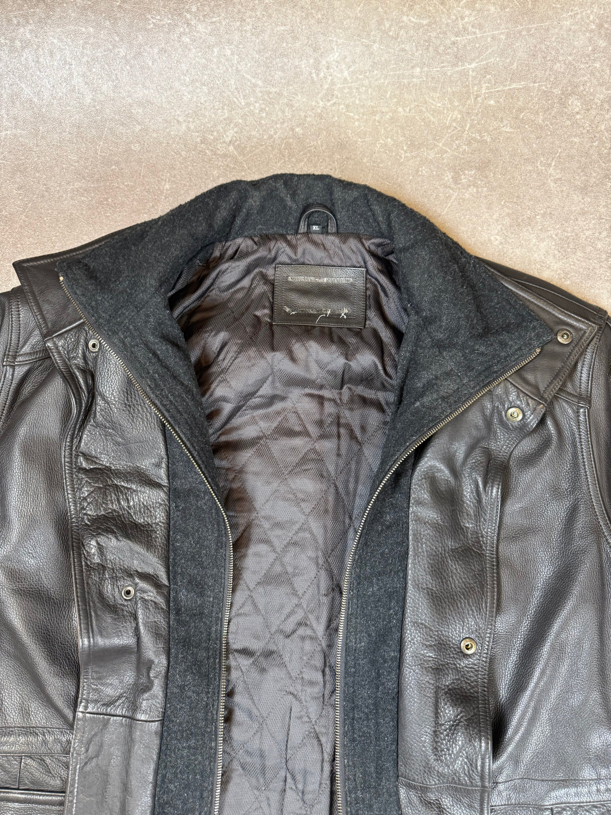 Vintage Herren Lederjacke Echtleder Schwarz mit herausnehmbarem Innenfutter – XL