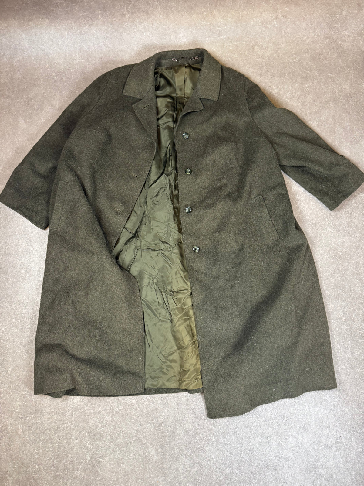 Vintage Damen Lodenmantel Wollmantel Grün – 63% Wolle Oversize Mantel Lang