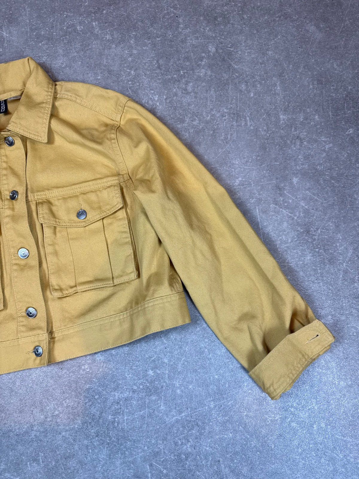 H&M Divided Damen Cropped Jeansjacke Gr. S Senfgelb Ocker Kurzjacke