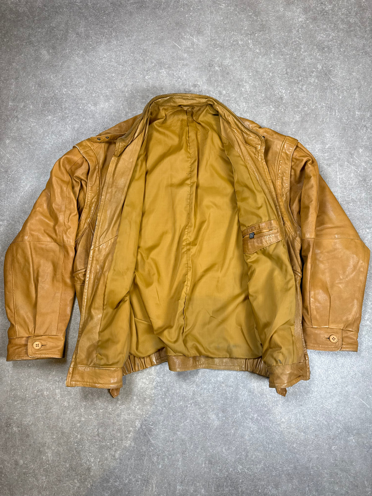 Vintage Herren Lederjacke Gr. 54 Cognac Braun 80er 90er Echtleder