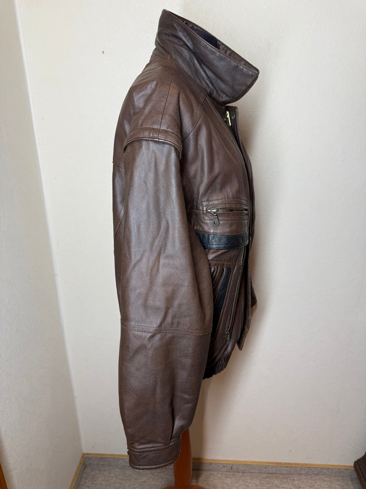Smooth Lederjacke Herren XL Braun Schwarz Blouson Nappaleder Thermolite Vintage