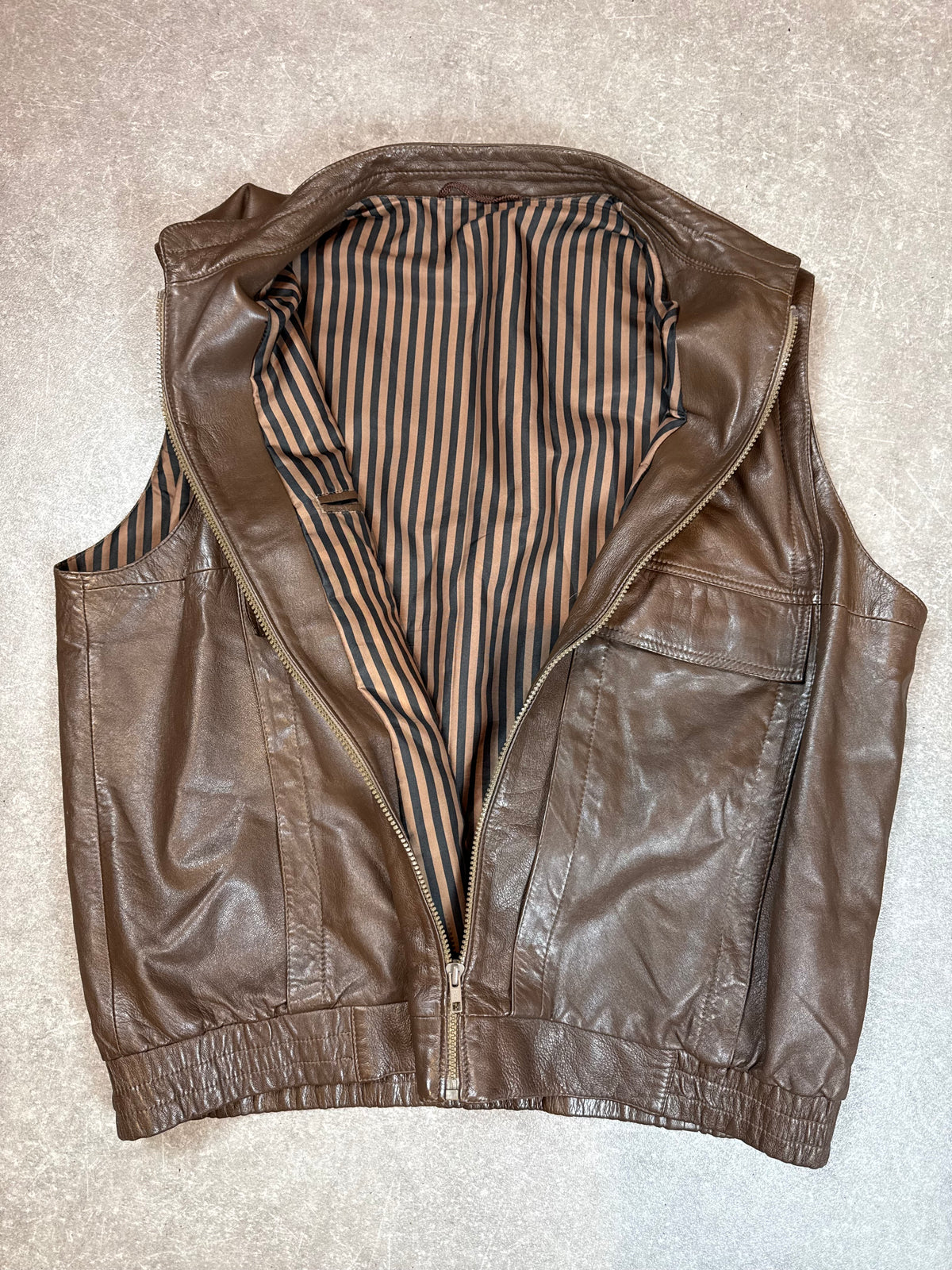 Vintage Herren Lederweste Braun – Echtleder Biker Freizeitweste