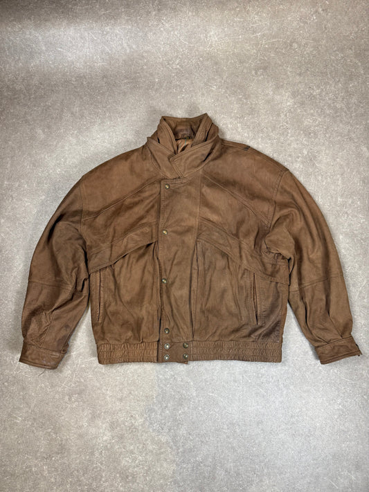 Vintage Lederjacke Herren Gr. 54 Braun – 80er Jahre Bomberjacke