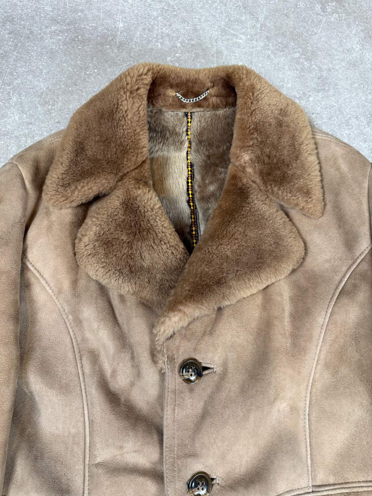 Vintage Lammfellmantel Damen Braun – Echtleder Shearling Fellmantel