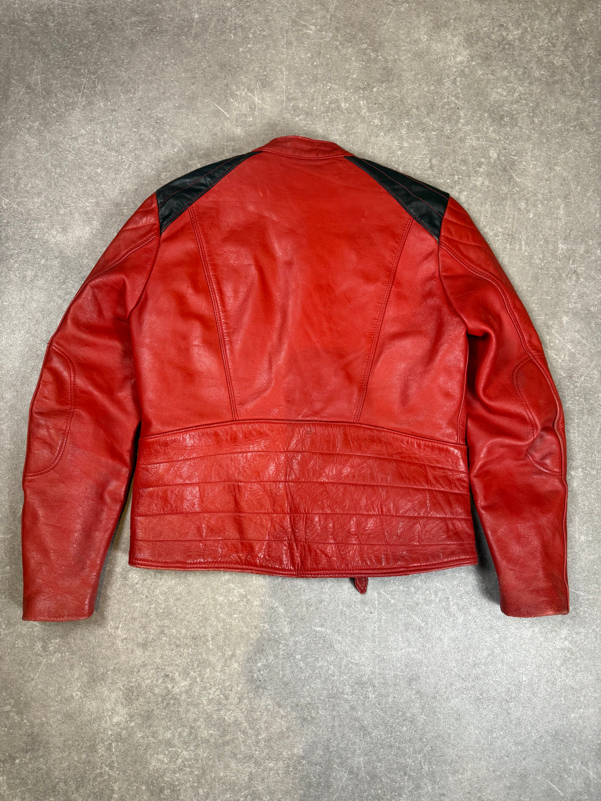 Vintage Cobra Lederjacke Gr. 50 Rot Schwarz Echtleder Biker Motorradjacke