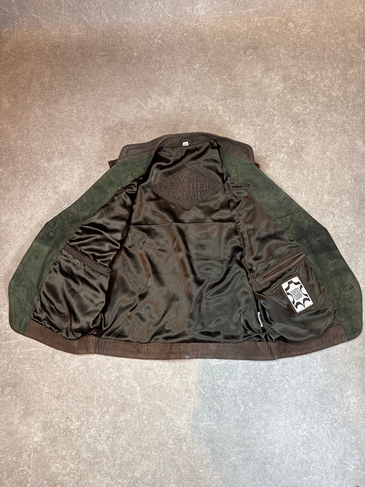 Vintage Lederweste Gede Gr. 44 Grün Veloursleder Trachtenstil
