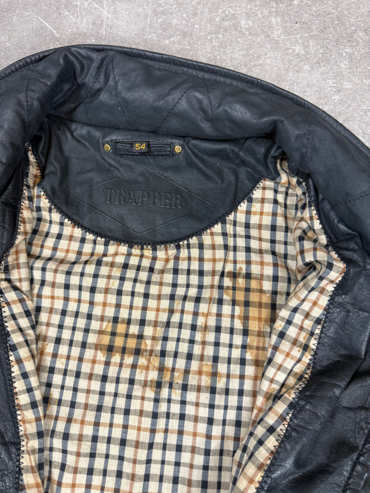 TRAPPER Vintage Herren Lederjacke Schwarz Gr. 54 Echtleder Blouson