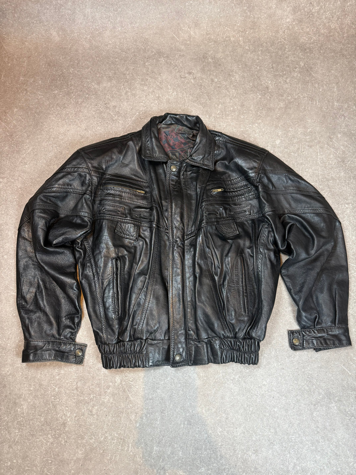 Vintage Altamoda Lederjacke Schwarz Gr. L XL Oversize Echtleder Bomberjacke 80s 90s