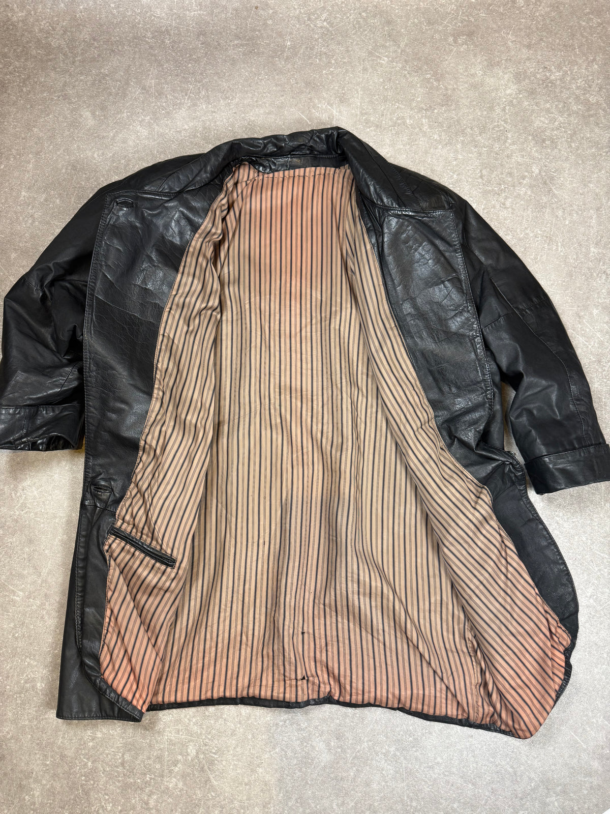 Vintage Ledermantel Schwarz Echtleder – 80er 90er Leder Kurzmantel Oversize