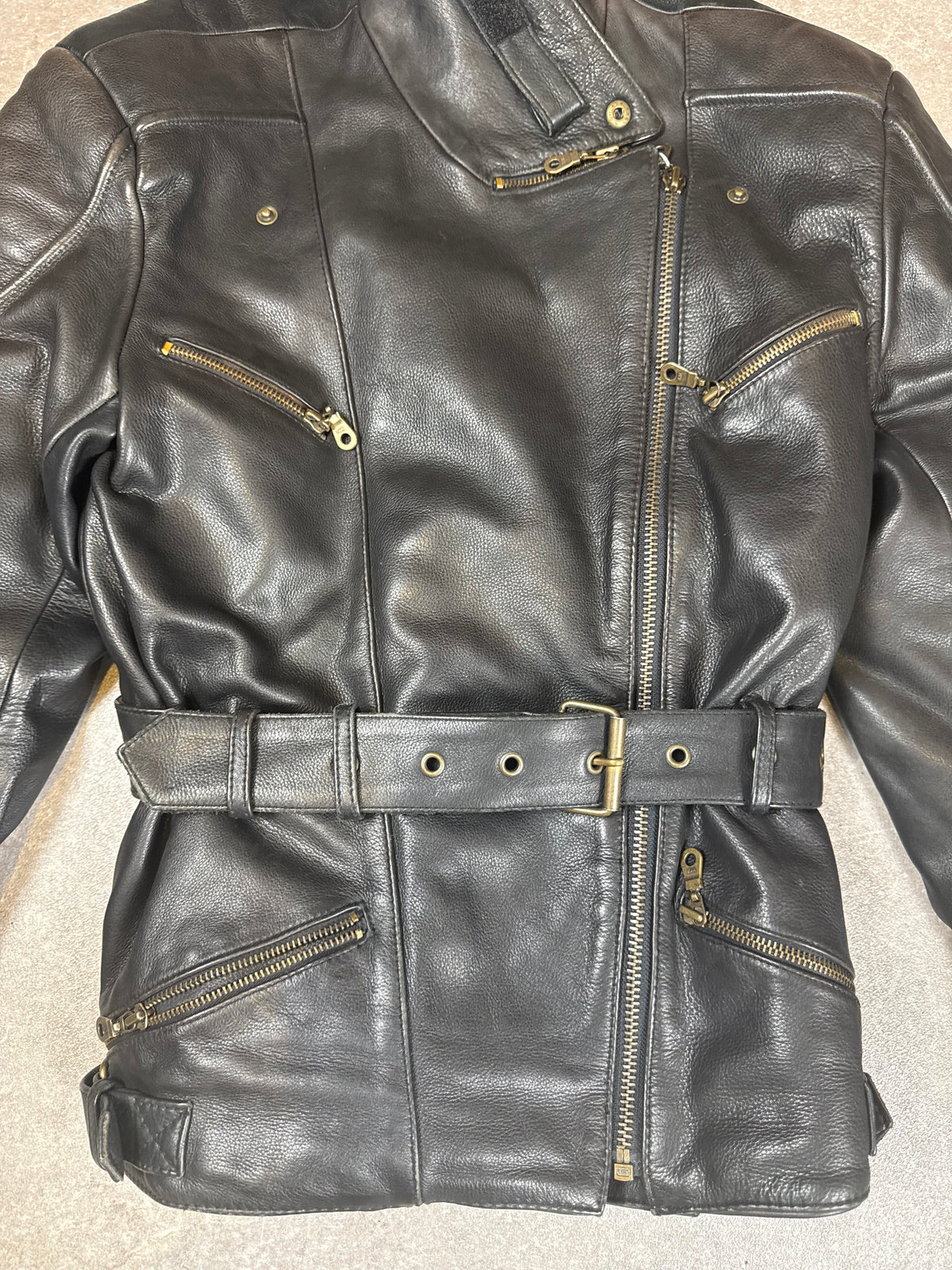 Held Vintage Motorrad Lederjacke Gr. 38 Schwarz Echtleder Biker Perfecto