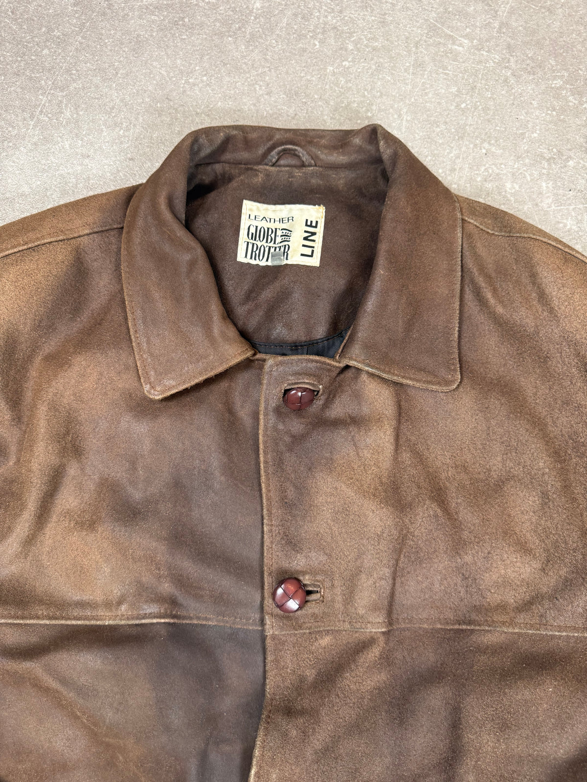 Vintage Globe Trotter Lederjacke Braun Oversize Herren Echtleder