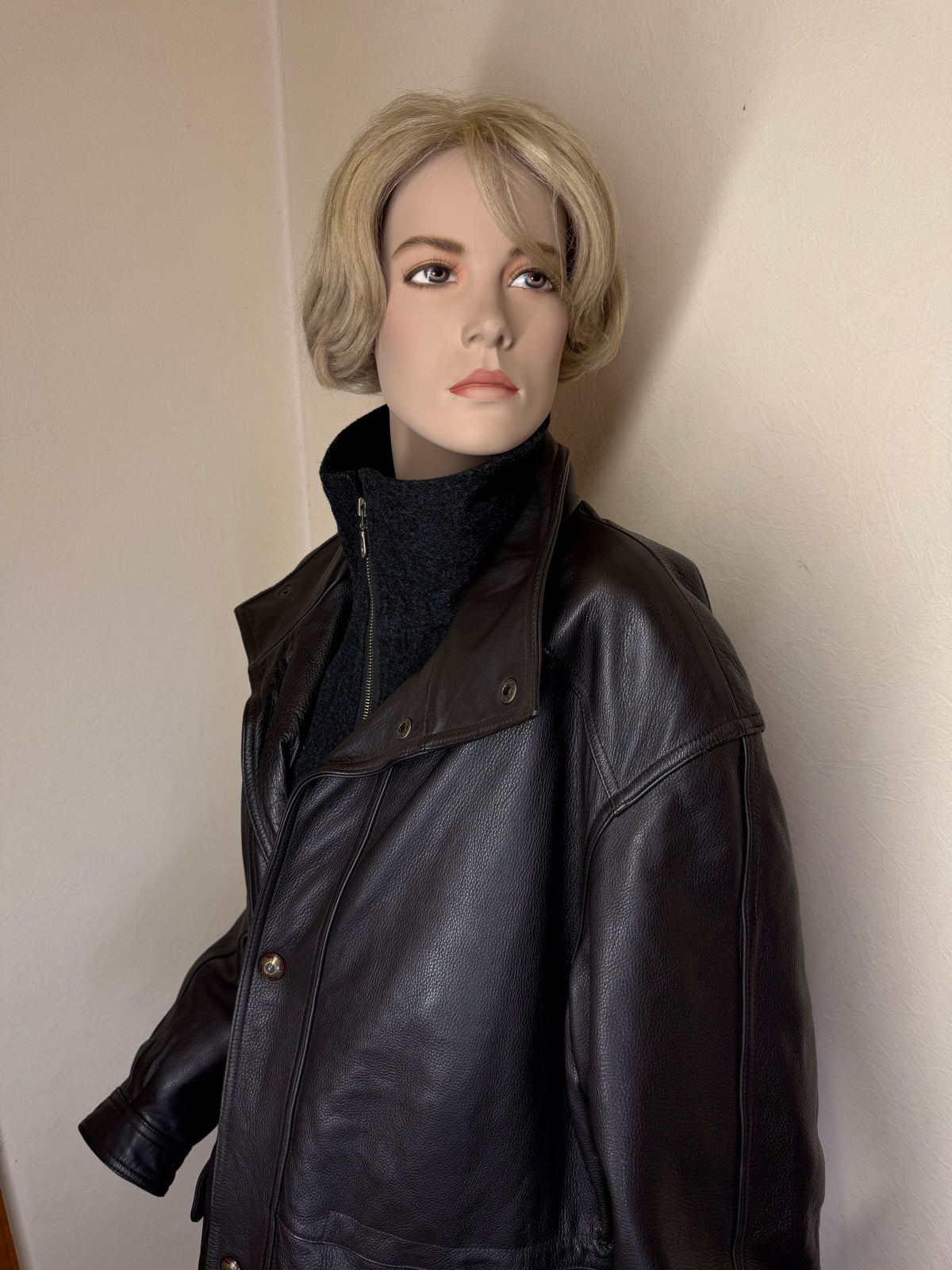 Vintage Herren Lederjacke Echtleder Schwarz mit herausnehmbarem Innenfutter – XL