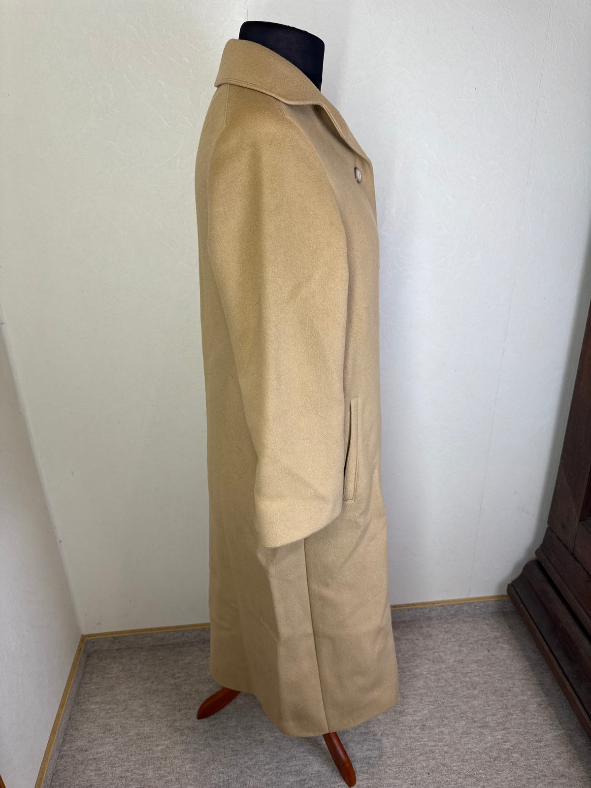 Maris Damen Mantel Beige Camel Wollmantel Lang Vintage Klassisch Gr 42